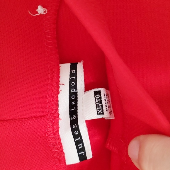 Jules & Leopold Red Trousers Cropped Stretch Pull On Casual Pants Size XL 🍒 - Picture 3 of 4